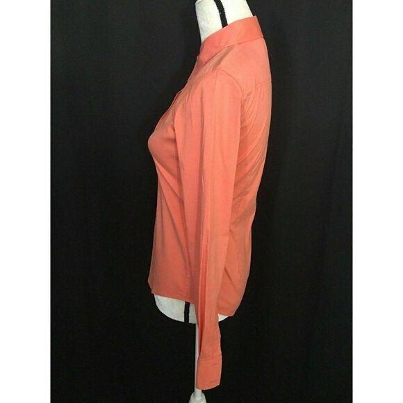 Theory Womens Coral Orange Long Sleeve Work Career Dress Shirt Top P Xs Small - Picture 3 of 6